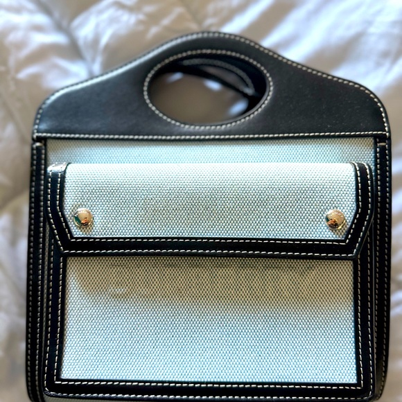 Burberry Pocket Mini Canvas Logo Top Handle Tote Bag - Picture 2 of 2